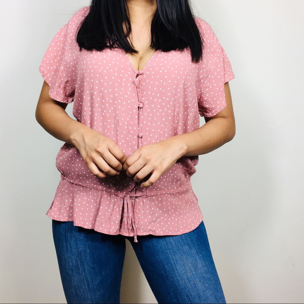 Rails | Bretton Mini Hearts Button Blush Top Large - image 1